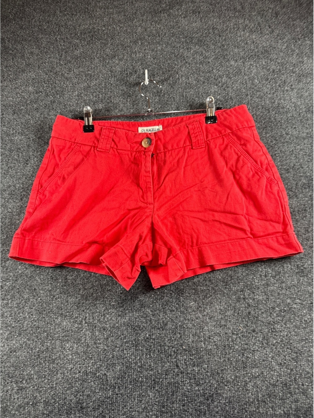 Magellan Womens Red Chino Shorts Outdoor Casual Hiking Cotton Stretch